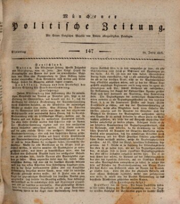 Münchener politische Zeitung (Süddeutsche Presse) Dienstag 24. Juni 1817