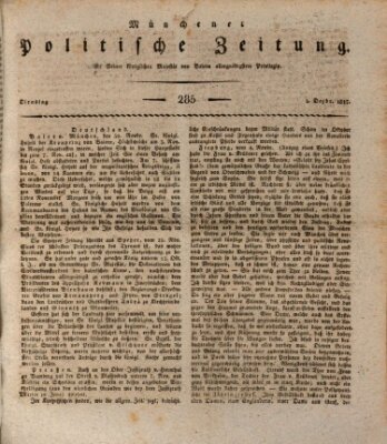 Münchener politische Zeitung (Süddeutsche Presse) Dienstag 2. Dezember 1817