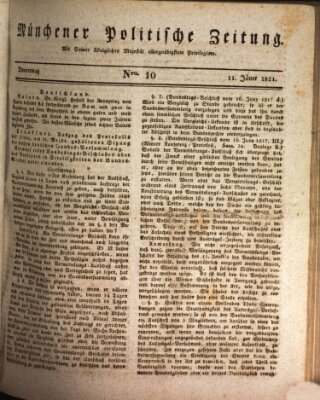 Münchener politische Zeitung (Süddeutsche Presse) Donnerstag 11. Januar 1821