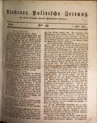 Münchener politische Zeitung (Süddeutsche Presse) Donnerstag 1. Februar 1821