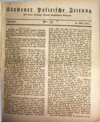 Münchener politische Zeitung (Süddeutsche Presse) Samstag 24. März 1821
