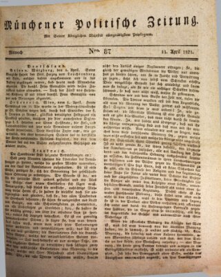 Münchener politische Zeitung (Süddeutsche Presse) Mittwoch 11. April 1821