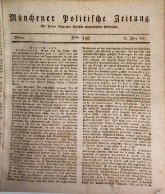 Münchener politische Zeitung (Süddeutsche Presse) Montag 25. Juni 1821