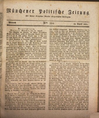 Münchener politische Zeitung (Süddeutsche Presse) Mittwoch 29. August 1821