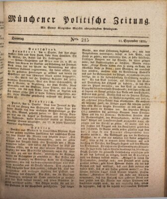 Münchener politische Zeitung (Süddeutsche Presse) Dienstag 11. September 1821