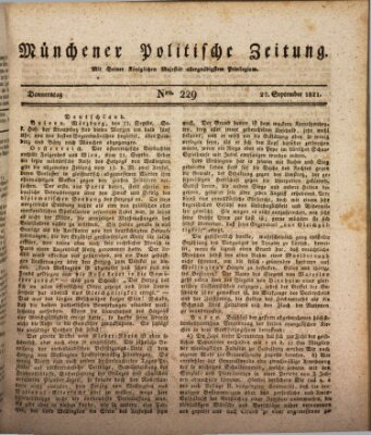 Münchener politische Zeitung (Süddeutsche Presse) Donnerstag 27. September 1821