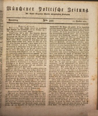 Münchener politische Zeitung (Süddeutsche Presse) Donnerstag 11. Oktober 1821