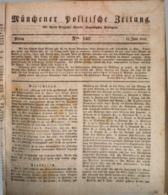 Münchener politische Zeitung (Süddeutsche Presse) Freitag 14. Juni 1822