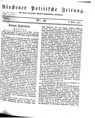 Münchener politische Zeitung (Süddeutsche Presse) Dienstag 6. März 1827