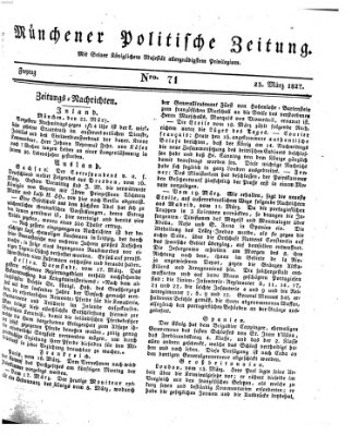 Münchener politische Zeitung (Süddeutsche Presse) Freitag 23. März 1827