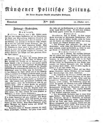 Münchener politische Zeitung (Süddeutsche Presse) Samstag 13. Oktober 1827