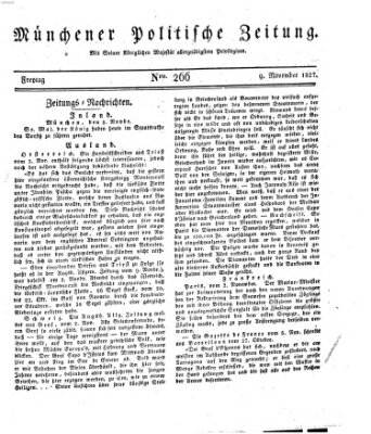 Münchener politische Zeitung (Süddeutsche Presse) Freitag 9. November 1827