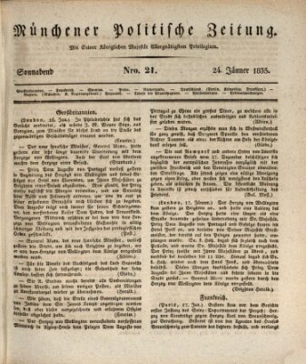 Münchener politische Zeitung (Süddeutsche Presse) Samstag 24. Januar 1835