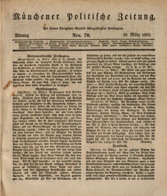 Münchener politische Zeitung (Süddeutsche Presse) Montag 23. März 1835