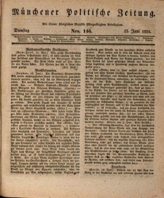 Münchener politische Zeitung (Süddeutsche Presse) Dienstag 23. Juni 1835