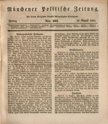 Münchener politische Zeitung (Süddeutsche Presse) Freitag 28. August 1835