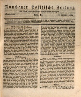 Münchener politische Zeitung (Süddeutsche Presse) Samstag 16. Januar 1836