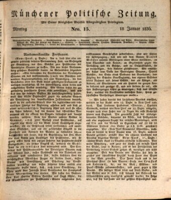 Münchener politische Zeitung (Süddeutsche Presse) Montag 18. Januar 1836