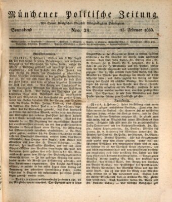 Münchener politische Zeitung (Süddeutsche Presse) Samstag 13. Februar 1836