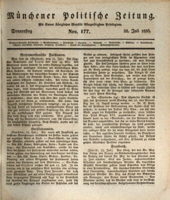 Münchener politische Zeitung (Süddeutsche Presse) Donnerstag 28. Juli 1836