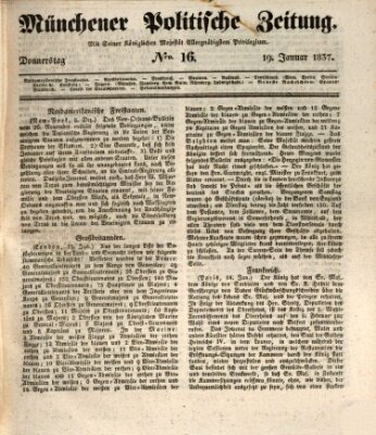 Münchener politische Zeitung (Süddeutsche Presse) Donnerstag 19. Januar 1837