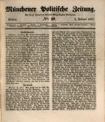 Münchener politische Zeitung (Süddeutsche Presse) Freitag 3. Februar 1837