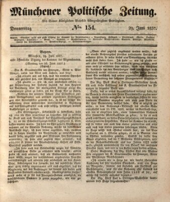 Münchener politische Zeitung (Süddeutsche Presse) Donnerstag 29. Juni 1837