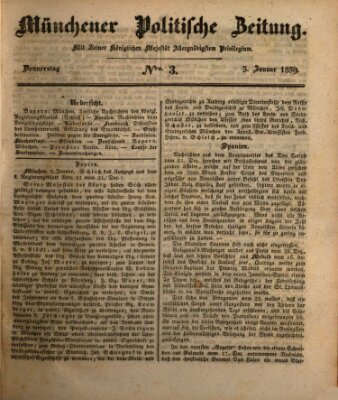 Münchener politische Zeitung (Süddeutsche Presse) Donnerstag 3. Januar 1839