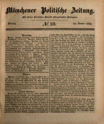 Münchener politische Zeitung (Süddeutsche Presse) Dienstag 29. Januar 1839