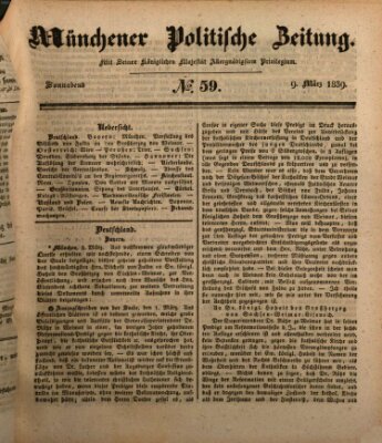 Münchener politische Zeitung (Süddeutsche Presse) Samstag 9. März 1839