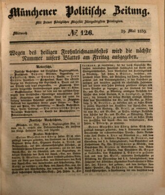 Münchener politische Zeitung (Süddeutsche Presse) Mittwoch 29. Mai 1839