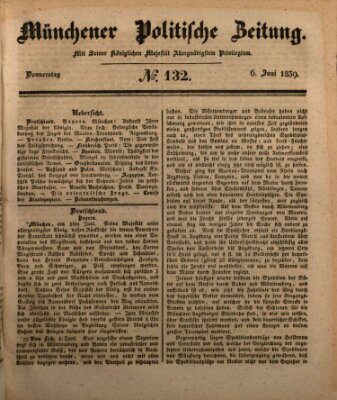 Münchener politische Zeitung (Süddeutsche Presse) Donnerstag 6. Juni 1839
