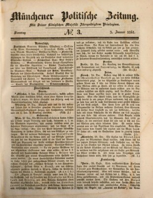 Münchener politische Zeitung (Süddeutsche Presse) Sonntag 3. Januar 1841