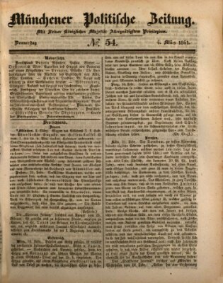 Münchener politische Zeitung (Süddeutsche Presse) Donnerstag 4. März 1841