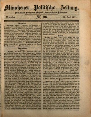 Münchener politische Zeitung (Süddeutsche Presse) Donnerstag 22. April 1841