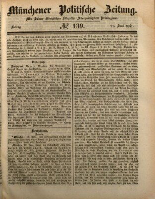 Münchener politische Zeitung (Süddeutsche Presse) Freitag 11. Juni 1841