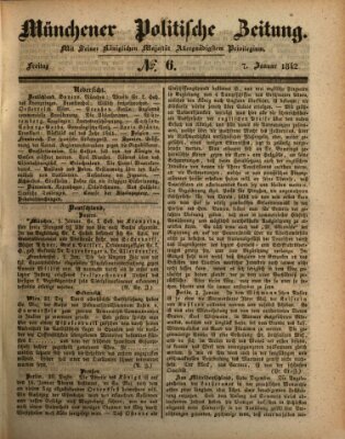 Münchener politische Zeitung (Süddeutsche Presse) Freitag 7. Januar 1842