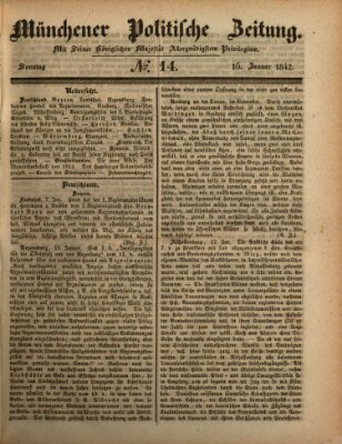 Münchener politische Zeitung (Süddeutsche Presse) Sonntag 16. Januar 1842