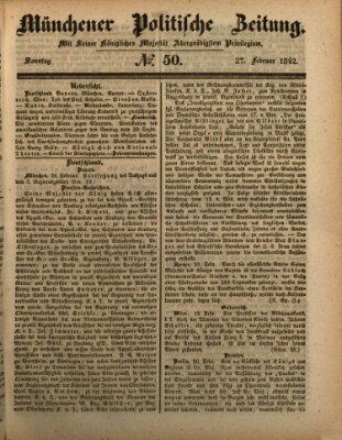 Münchener politische Zeitung (Süddeutsche Presse) Sonntag 27. Februar 1842
