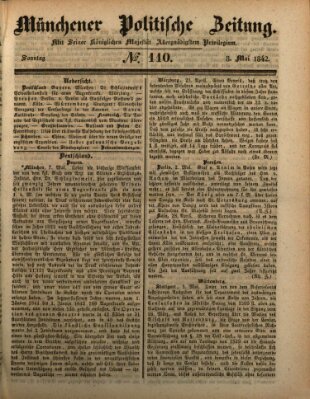 Münchener politische Zeitung (Süddeutsche Presse) Sonntag 8. Mai 1842