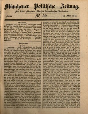 Münchener politische Zeitung (Süddeutsche Presse) Freitag 10. März 1843