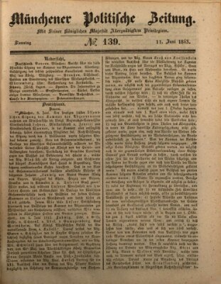 Münchener politische Zeitung (Süddeutsche Presse) Sonntag 11. Juni 1843