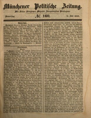 Münchener politische Zeitung (Süddeutsche Presse) Donnerstag 6. Juli 1843