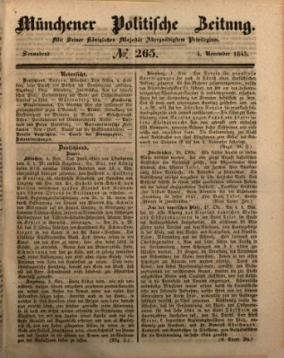 Münchener politische Zeitung (Süddeutsche Presse) Samstag 4. November 1843