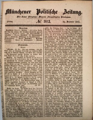 Münchener politische Zeitung (Süddeutsche Presse) Freitag 29. Dezember 1843
