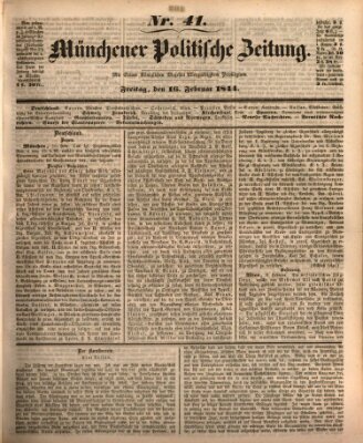 Münchener politische Zeitung (Süddeutsche Presse) Freitag 16. Februar 1844