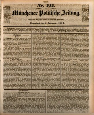 Münchener politische Zeitung (Süddeutsche Presse) Samstag 7. September 1844