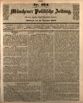 Münchener politische Zeitung (Süddeutsche Presse) Mittwoch 11. Dezember 1844