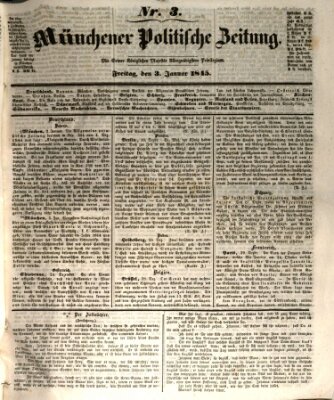 Münchener politische Zeitung (Süddeutsche Presse) Freitag 3. Januar 1845