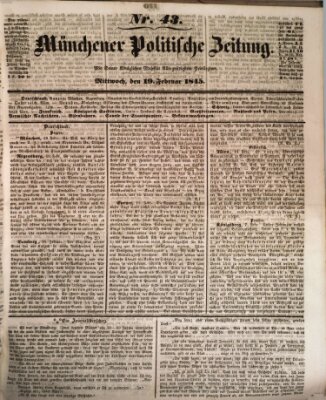 Münchener politische Zeitung (Süddeutsche Presse) Mittwoch 19. Februar 1845